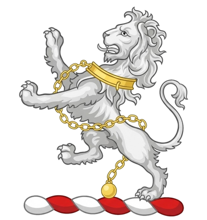 A lion rampant, gorged with a collar and chain reflexed over the back digital download: Includes Color PNG, B&W PNG, and SVG vector files