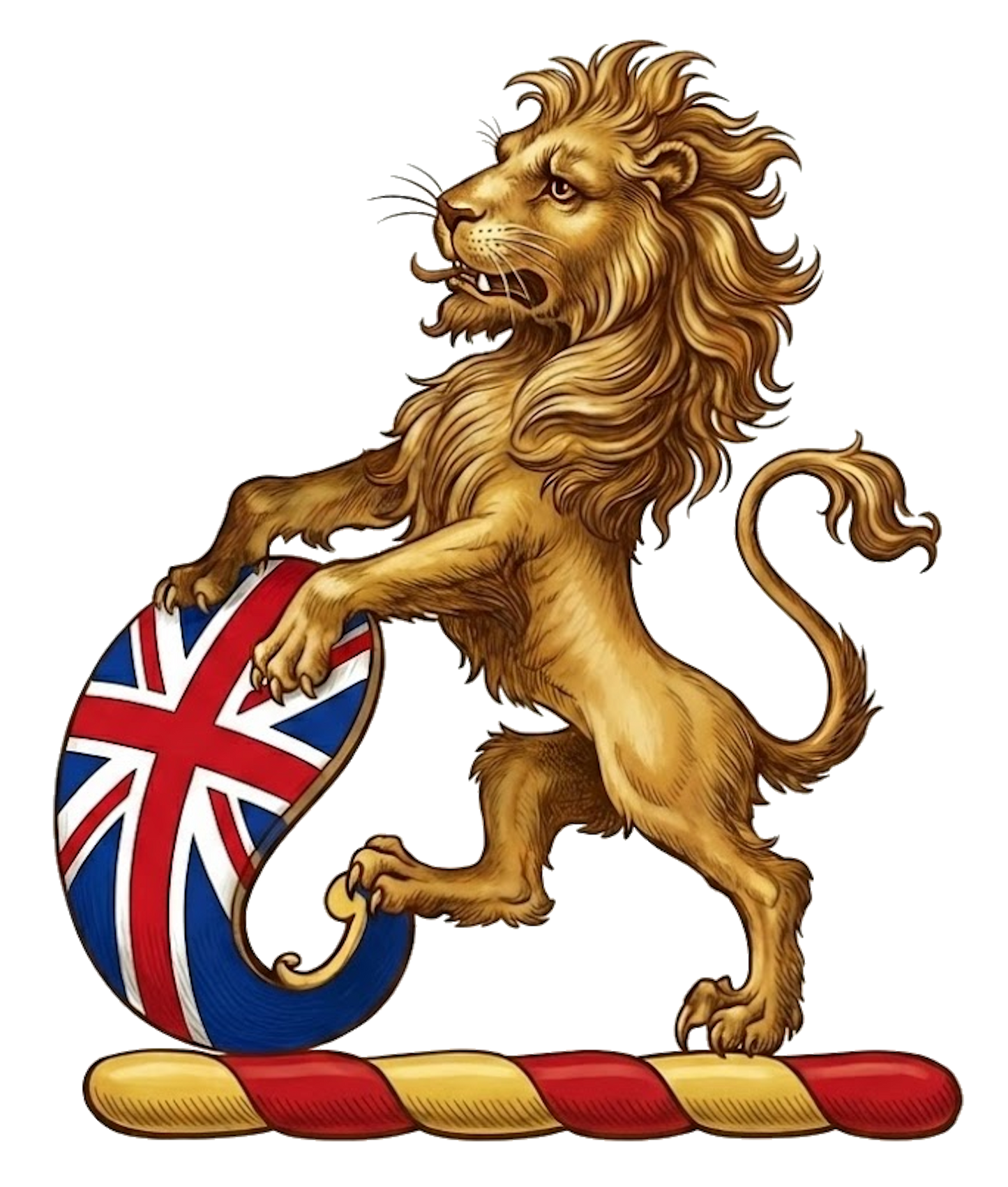 Lion Sejant Holding an Oval Shield of the Union digital download: Includes Color PNG, B&W PNG, and SVG vector files