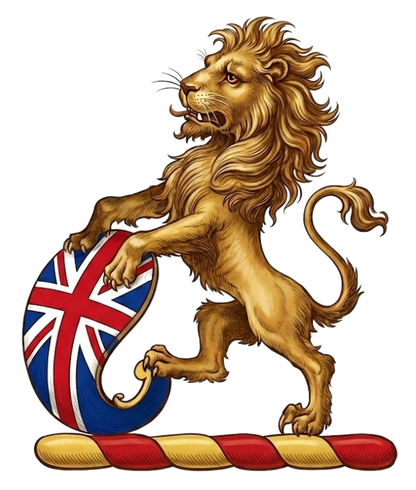 Lion Sejant Holding an Oval Shield of the Union digital download: Includes Color PNG, B&W PNG, and SVG vector files