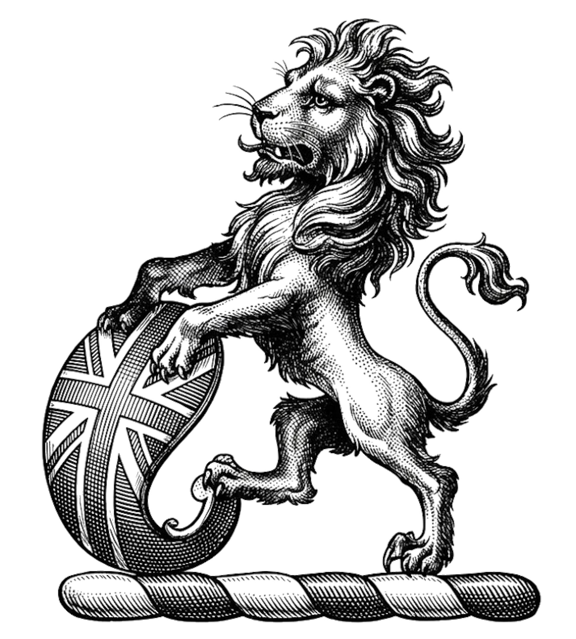 Lion Sejant Holding an Oval Shield of the Union digital download: Includes Color PNG, B&W PNG, and SVG vector files
