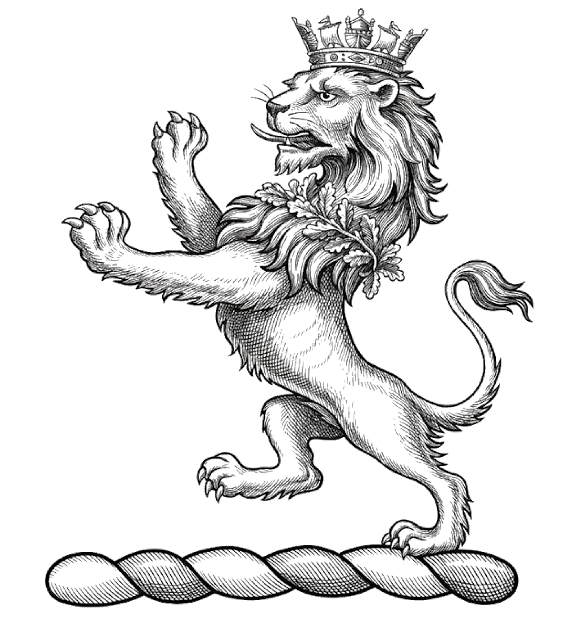 Lion Rampant with Naval Coronet Crest digital download: Includes Color PNG, B&W PNG, and SVG vector files