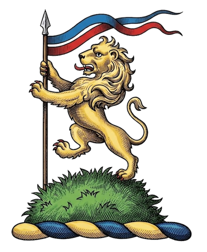 Lion Rampant on Mound Holding a Spear digital download: Includes Color PNG, B&W PNG, and SVG vector files