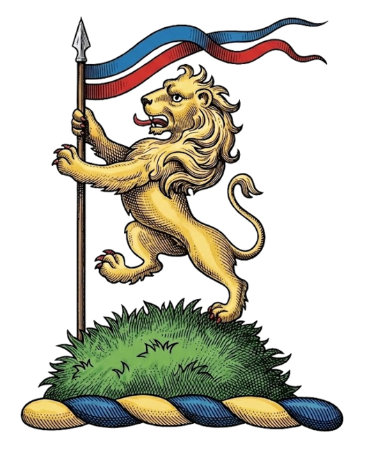 Lion Rampant on Mound Holding a Spear digital download: Includes Color PNG, B&W PNG, and SVG vector files