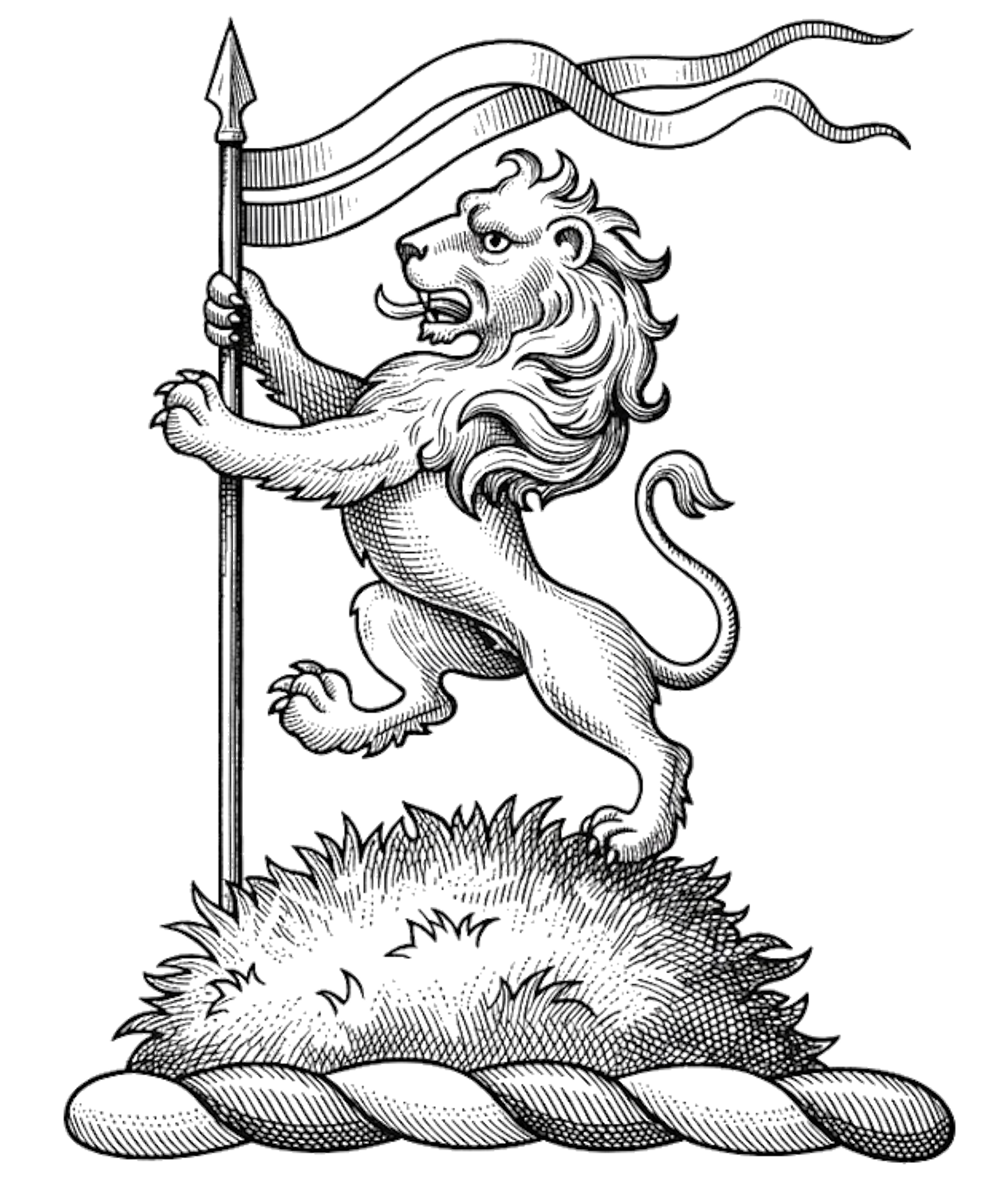 Lion Rampant on Mound Holding a Spear digital download: Includes Color PNG, B&W PNG, and SVG vector files