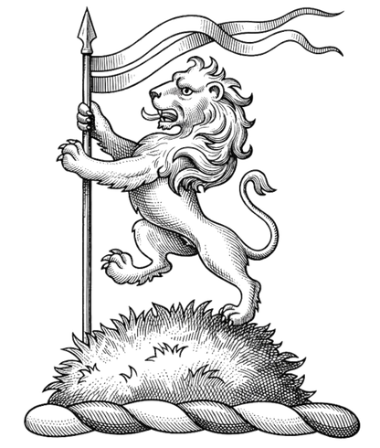 Lion Rampant on Mound Holding a Spear digital download: Includes Color PNG, B&W PNG, and SVG vector files
