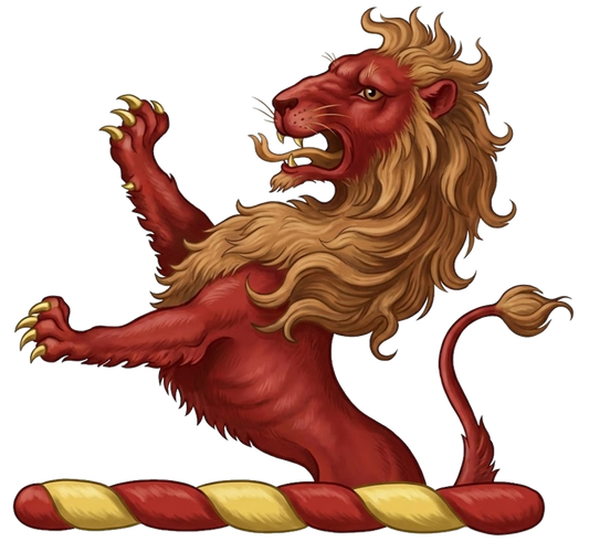 A demi-lion rampant Gules digital download: Includes Color PNG, B&W PNG, and SVG vector files