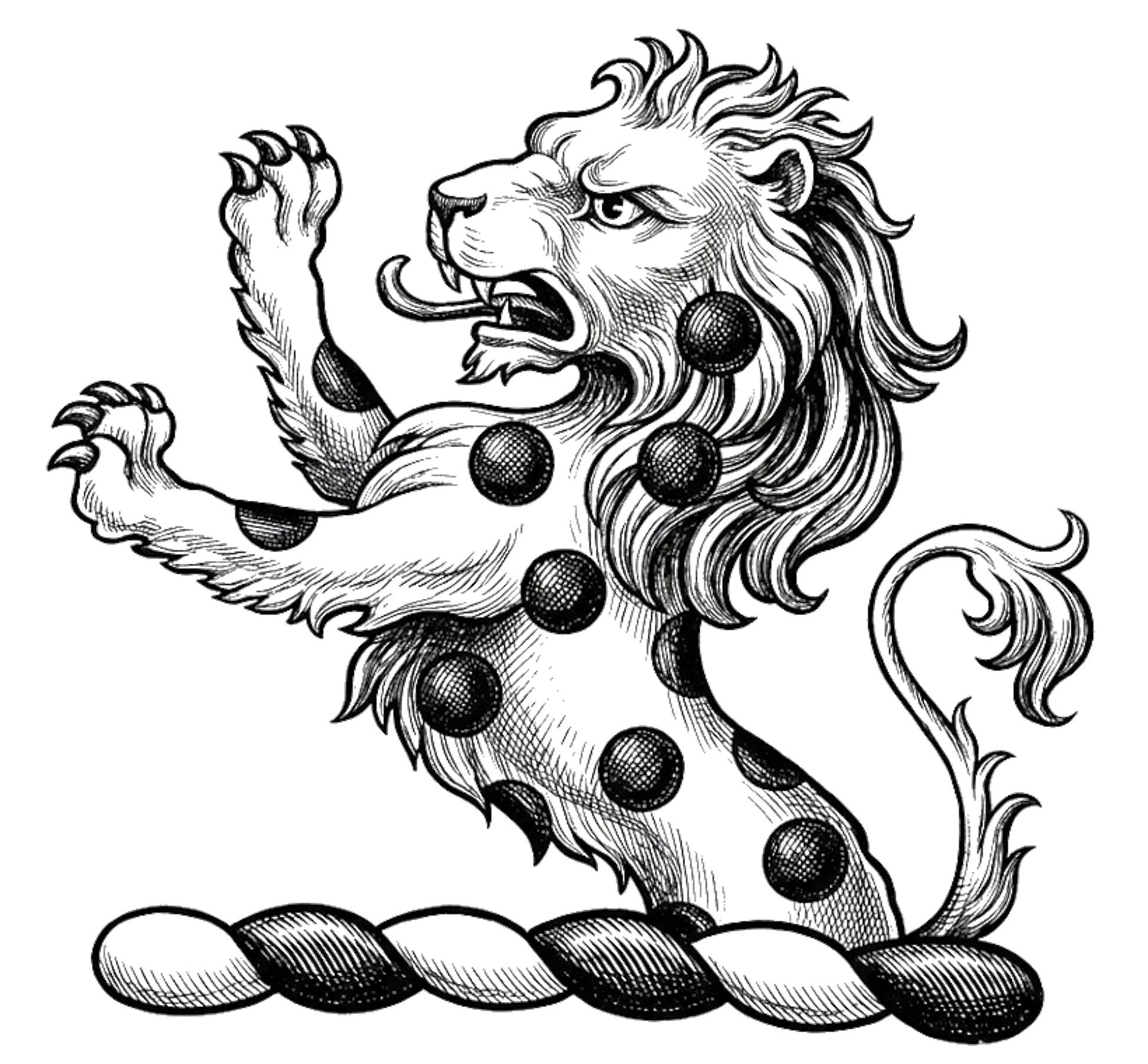 A Demi-Lion Or, Semee of Hurts digital download: Includes Color PNG, B&W PNG, and SVG vector files