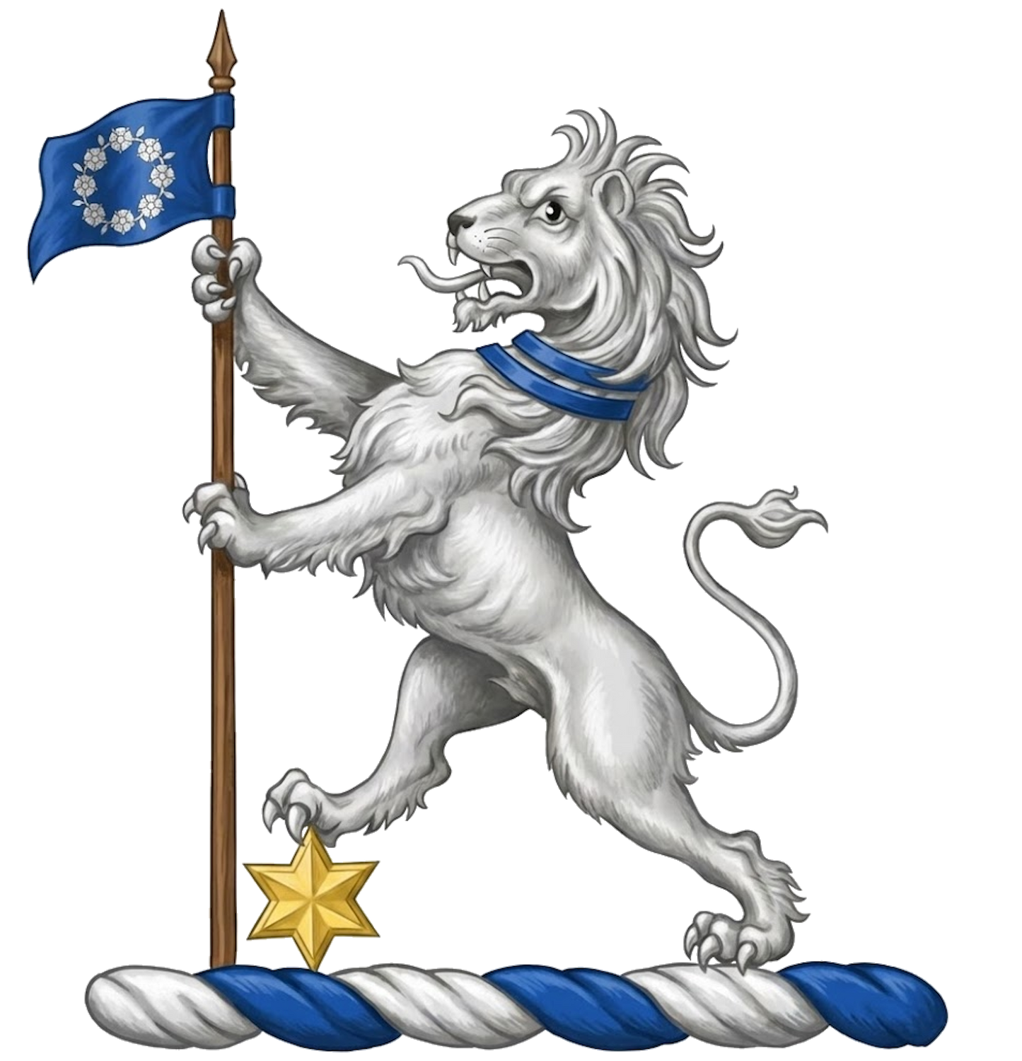 Lion Rampant with Banner and Mullet Crest digital download: Includes Color PNG, B&W PNG, and SVG vector files