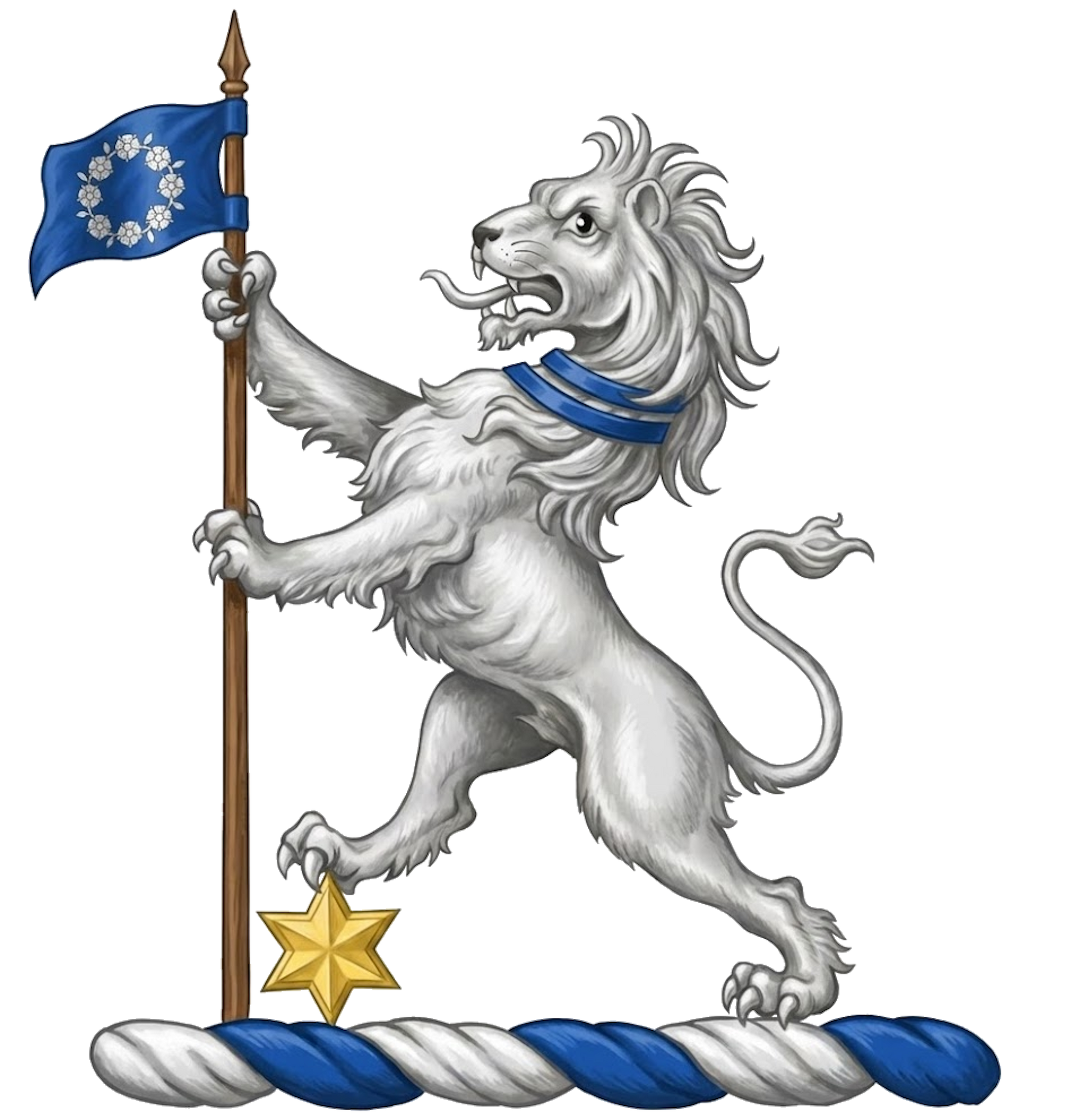 Lion Rampant with Banner and Mullet Crest digital download: Includes Color PNG, B&W PNG, and SVG vector files