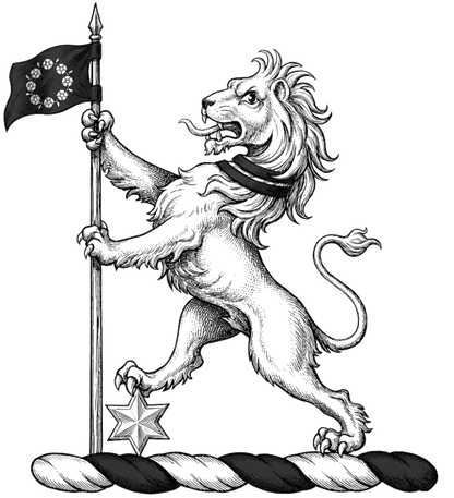 Lion Rampant with Banner and Mullet Crest digital download: Includes Color PNG, B&W PNG, and SVG vector files