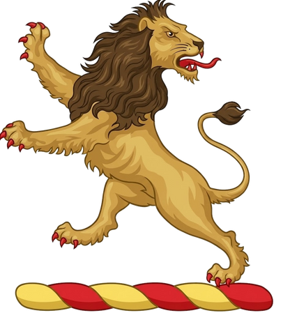 A lion rampant regardant sable digital download: Includes Color PNG, B&W PNG, and SVG vector files