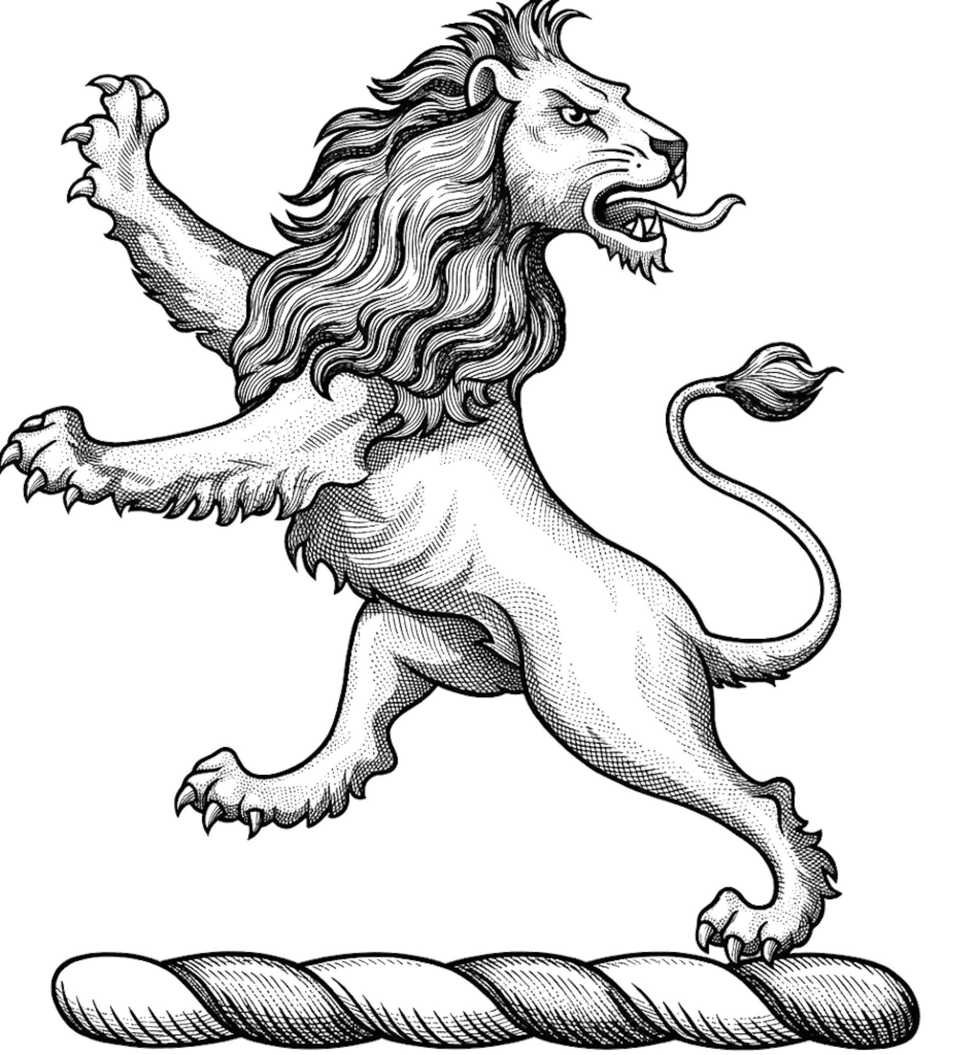 A lion rampant regardant sable digital download: Includes Color PNG, B&W PNG, and SVG vector files