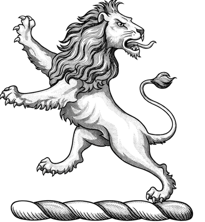 A lion rampant regardant sable digital download: Includes Color PNG, B&W PNG, and SVG vector files