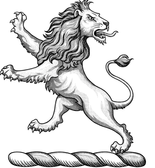 A lion rampant regardant sable digital download: Includes Color PNG, B&W PNG, and SVG vector files