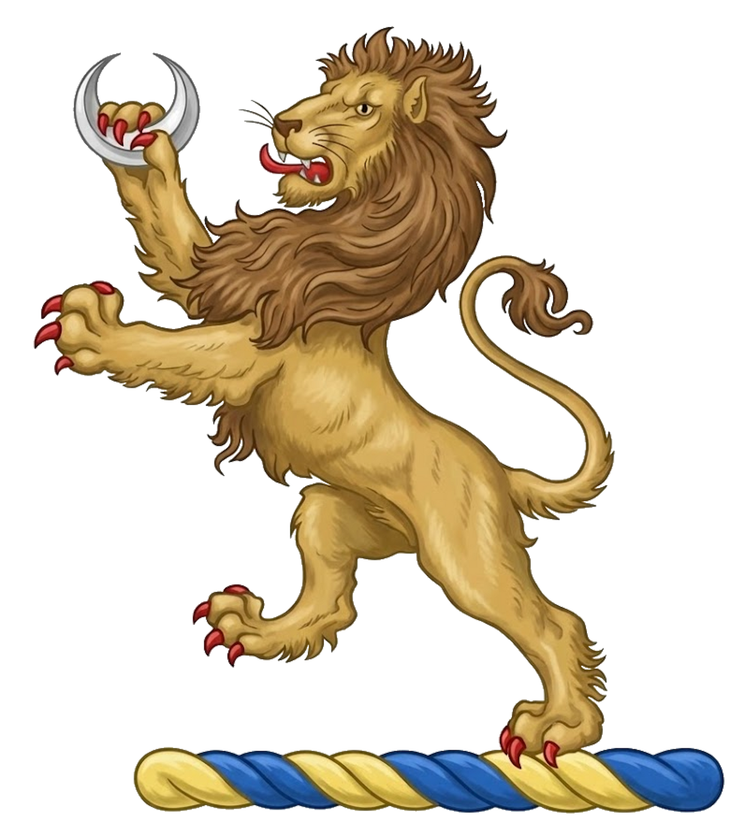 A lion rampant, holding in the dexter paw a crescent digital download: Includes Color PNG, B&W PNG, and SVG vector files
