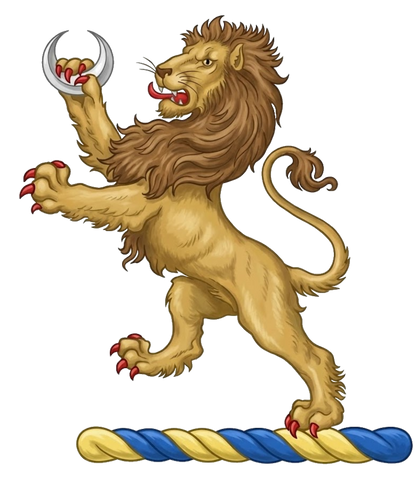 A lion rampant, holding in the dexter paw a crescent digital download: Includes Color PNG, B&W PNG, and SVG vector files