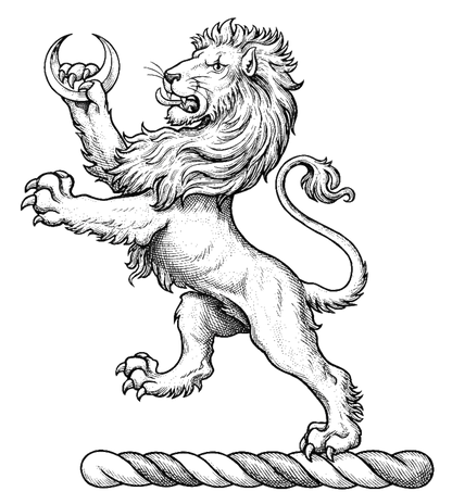 A lion rampant, holding in the dexter paw a crescent digital download: Includes Color PNG, B&W PNG, and SVG vector files