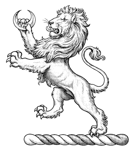 A lion rampant, holding in the dexter paw a crescent digital download: Includes Color PNG, B&W PNG, and SVG vector files