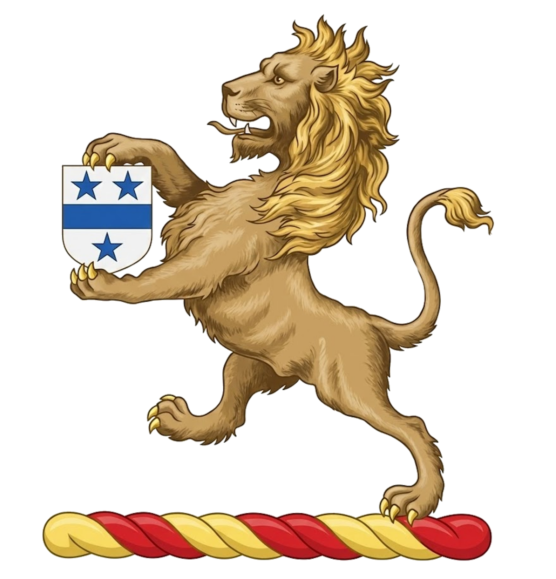 Lion Rampant Holding Escutcheon digital download: Includes Color PNG, B&W PNG, and SVG vector files