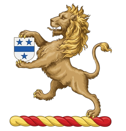 Lion Rampant Holding Escutcheon digital download: Includes Color PNG, B&W PNG, and SVG vector files