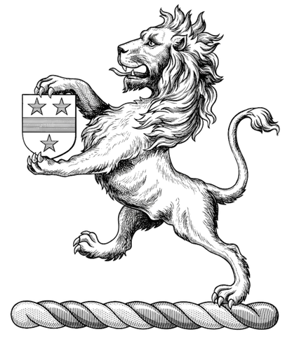 Lion Rampant Holding Escutcheon digital download: Includes Color PNG, B&W PNG, and SVG vector files