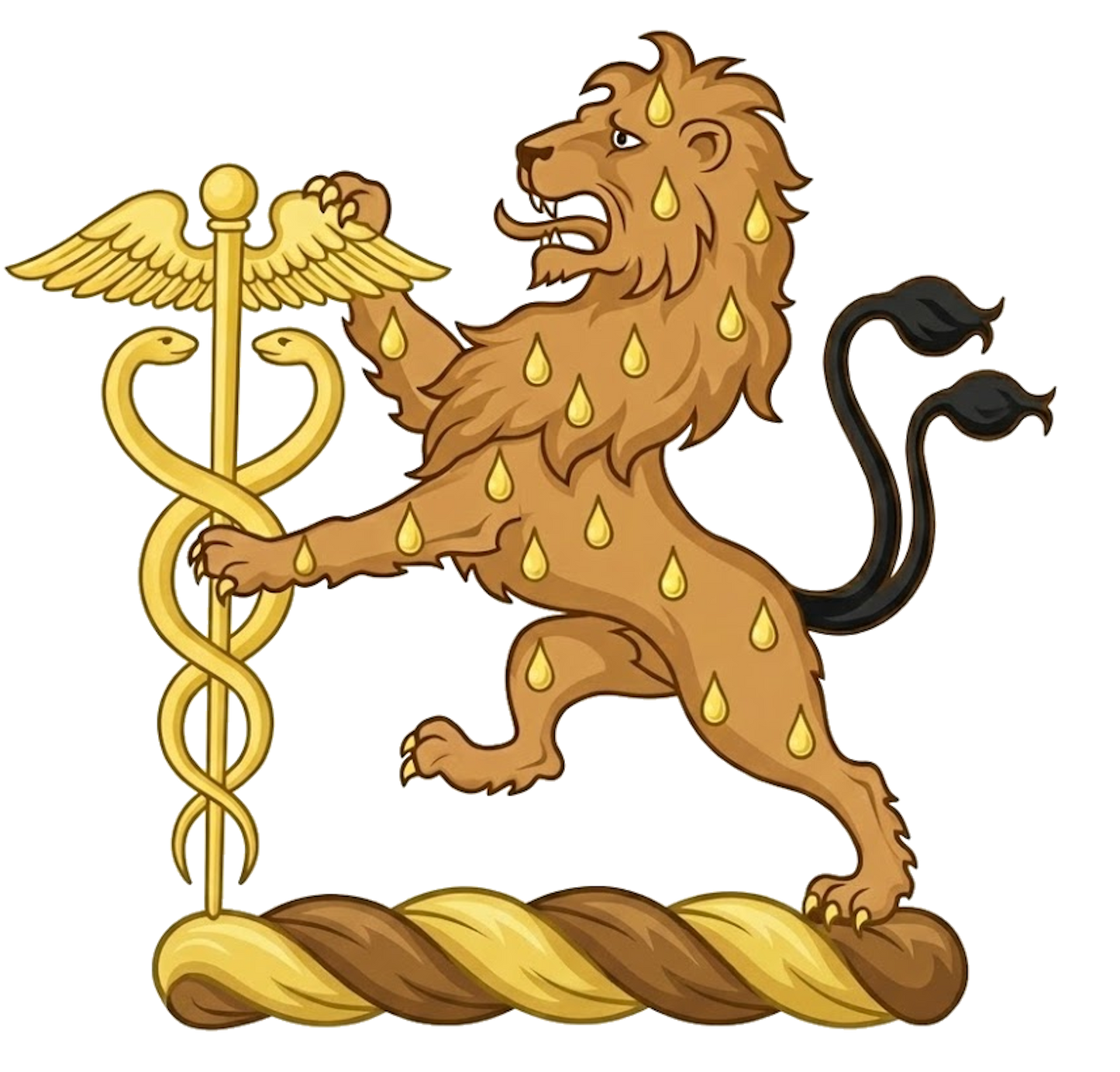 Lion Rampant Supporting a Caduceus digital download: Includes Color PNG, B&W PNG, and SVG vector files