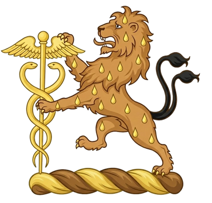 Lion Rampant Supporting a Caduceus digital download: Includes Color PNG, B&W PNG, and SVG vector files