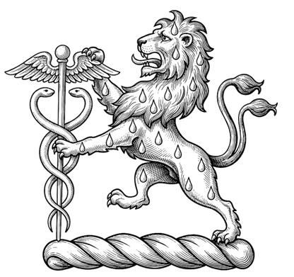 Lion Rampant Supporting a Caduceus digital download: Includes Color PNG, B&W PNG, and SVG vector files