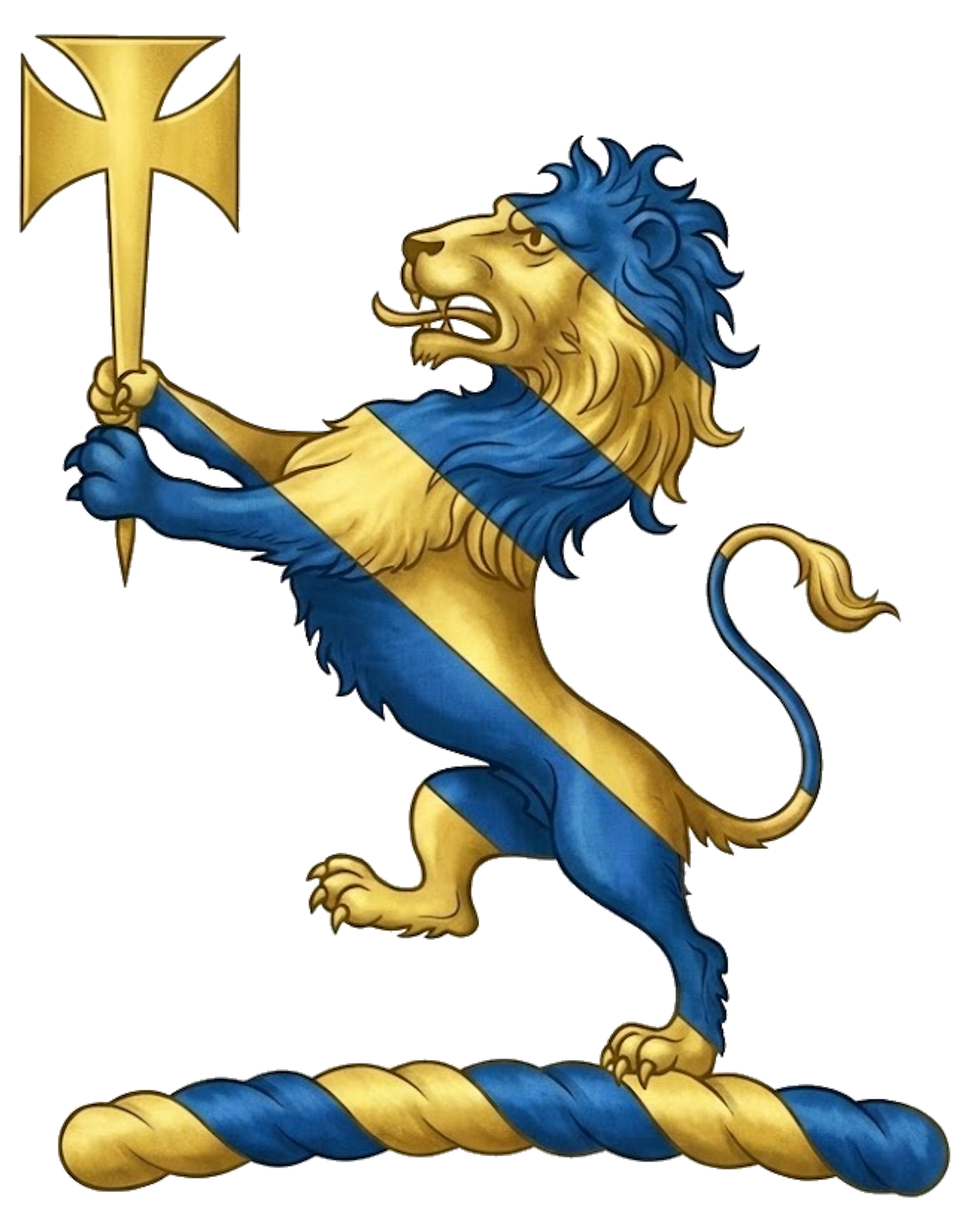 Lion Rampant Bendy Holding A Cross Pattée Fitchée Crest digital download: Includes Color PNG, B&W PNG, and SVG vector files