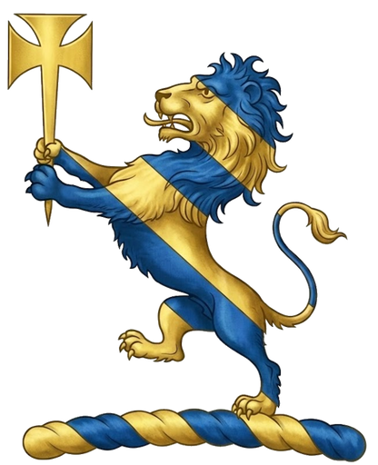 Lion Rampant Bendy Holding A Cross Pattée Fitchée Crest digital download: Includes Color PNG, B&W PNG, and SVG vector files