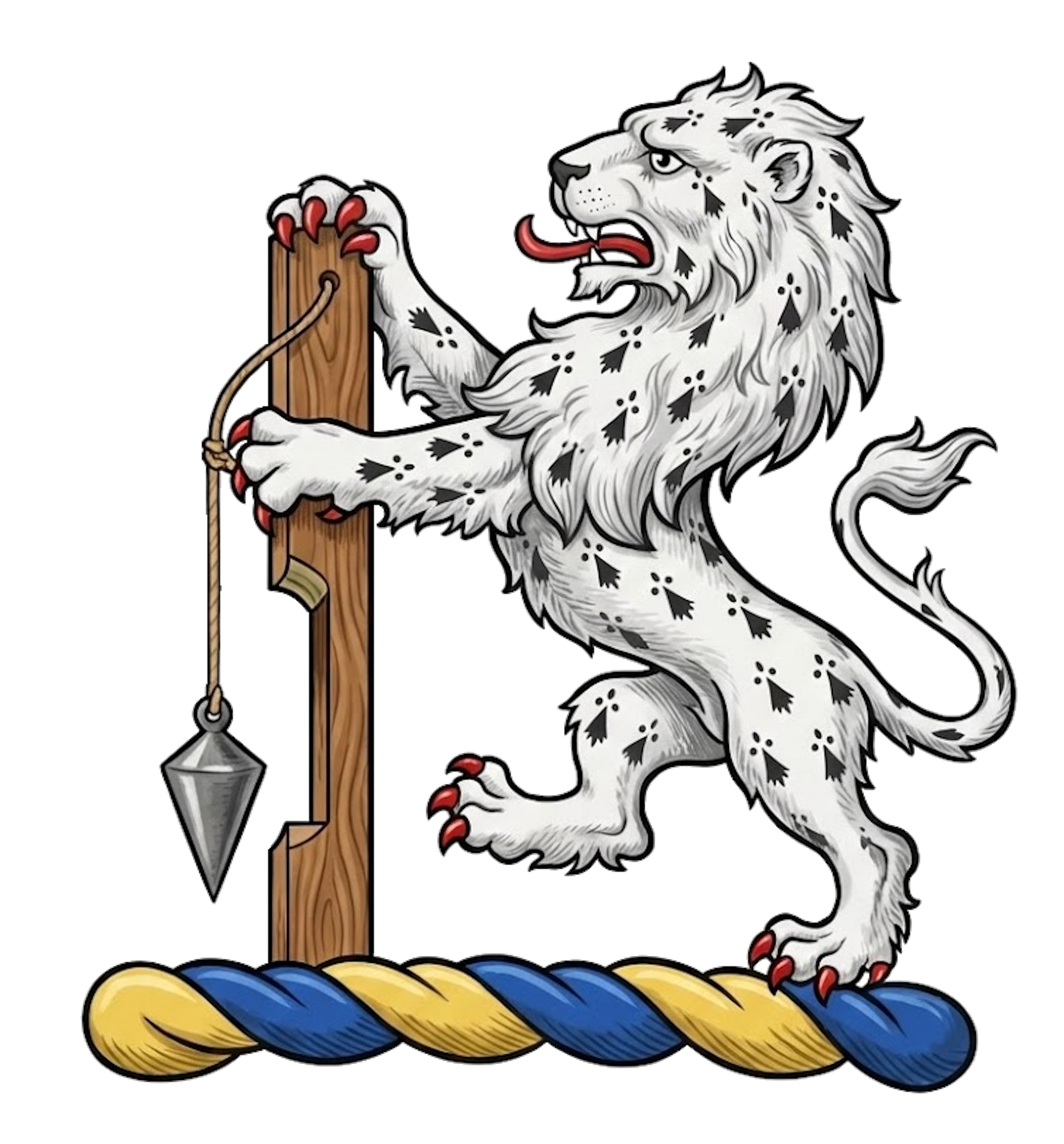 Lion Rampant Ermine Supporting a Plumb-rule digital download: Includes Color PNG, B&W PNG, and SVG vector files