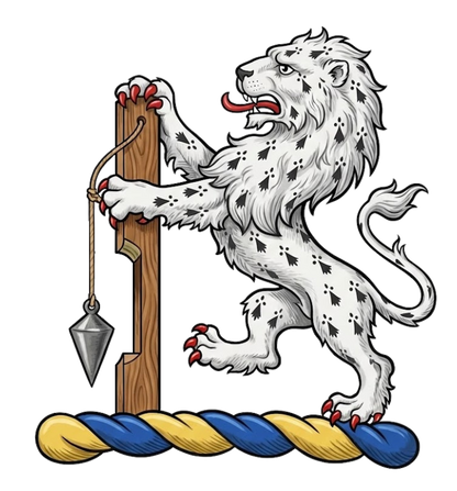 Lion Rampant Ermine Supporting a Plumb-rule digital download: Includes Color PNG, B&W PNG, and SVG vector files