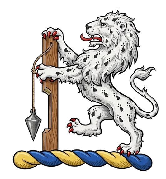 Lion Rampant Ermine Supporting a Plumb-rule digital download: Includes Color PNG, B&W PNG, and SVG vector files