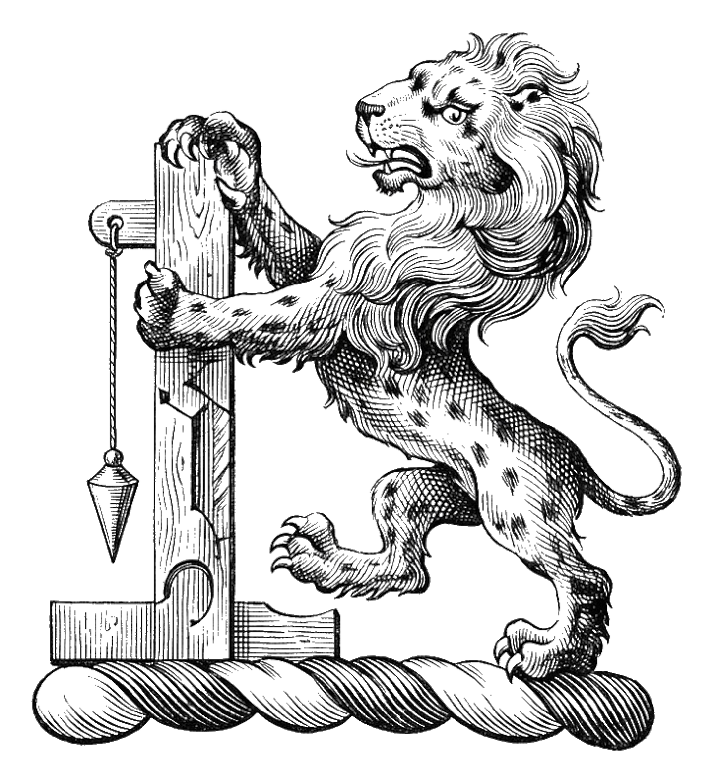 Lion Rampant Ermine Supporting a Plumb-rule digital download: Includes Color PNG, B&W PNG, and SVG vector files