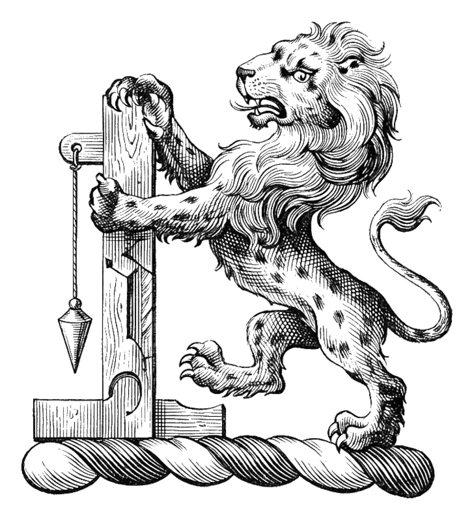 Lion Rampant Ermine Supporting a Plumb-rule digital download: Includes Color PNG, B&W PNG, and SVG vector files