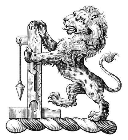 Lion Rampant Ermine Supporting a Plumb-rule digital download: Includes Color PNG, B&W PNG, and SVG vector files