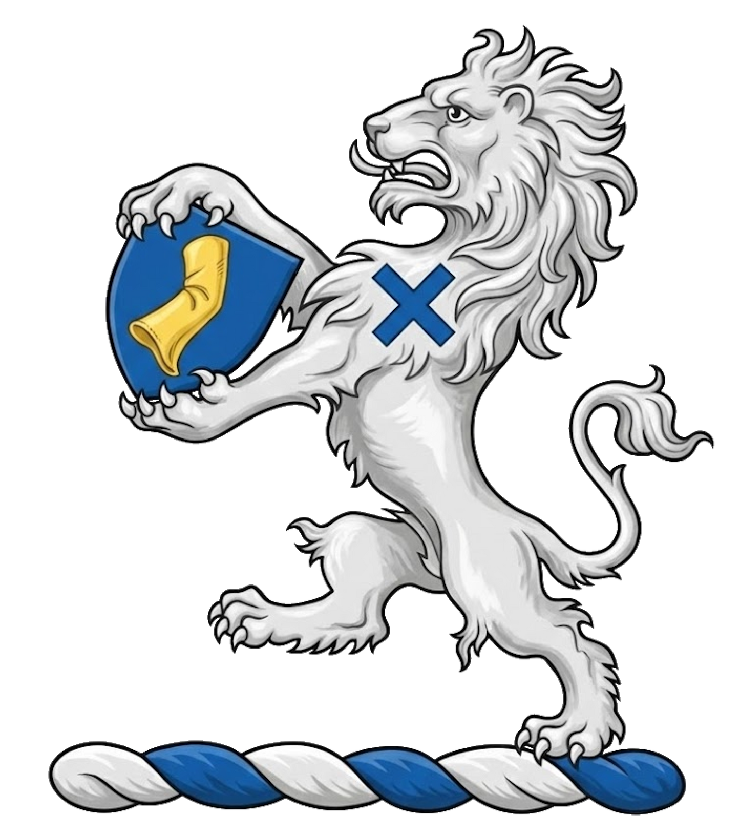 Lion Rampant Holding Escutcheon digital download: Includes Color PNG, B&W PNG, and SVG vector files