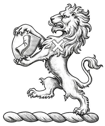 Lion Rampant Holding Escutcheon digital download: Includes Color PNG, B&W PNG, and SVG vector files