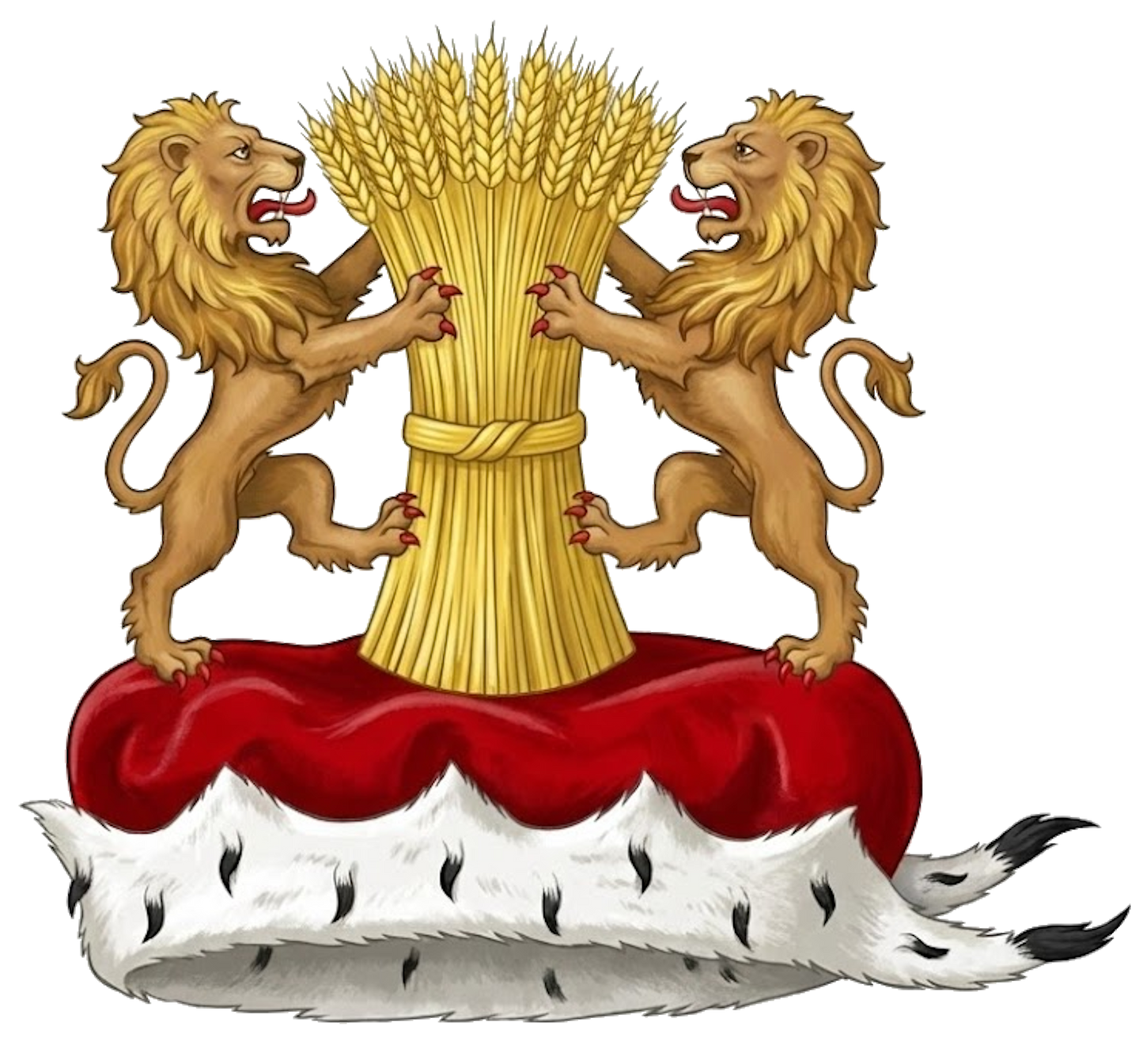 On a chapeau, two lions supporting a garb proper digital download: Includes Color PNG, B&W PNG, and SVG vector files