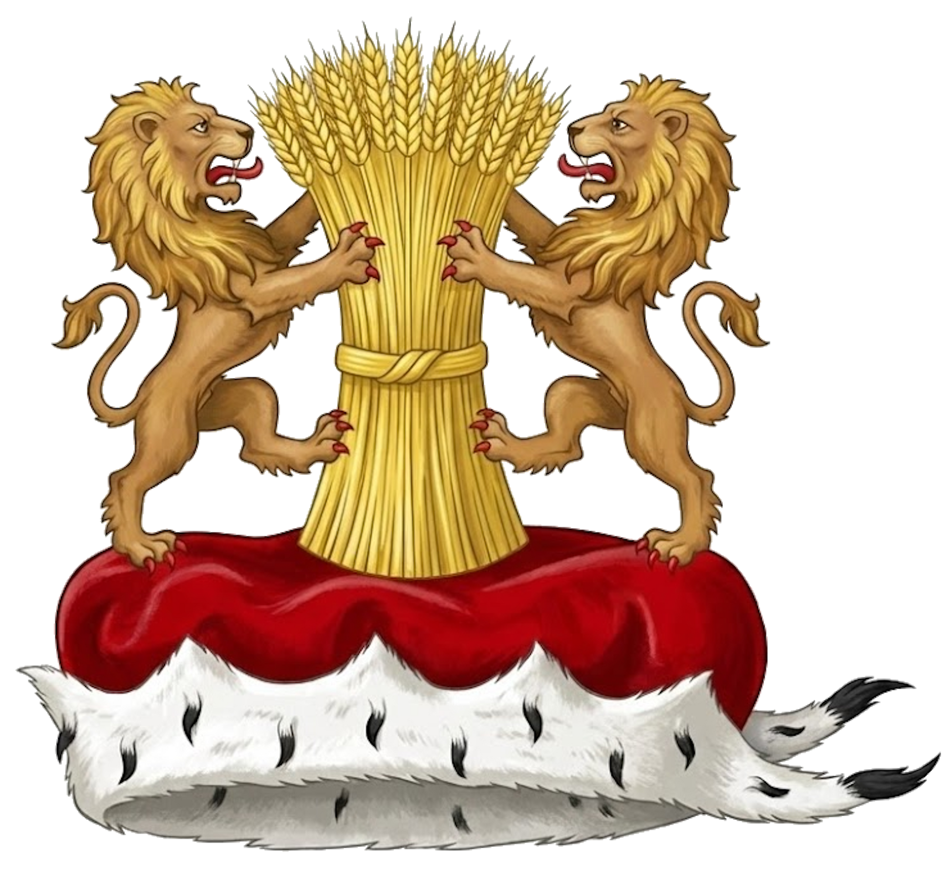 On a chapeau, two lions supporting a garb proper digital download: Includes Color PNG, B&W PNG, and SVG vector files
