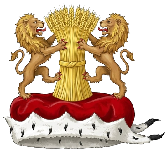 On a chapeau, two lions supporting a garb proper digital download: Includes Color PNG, B&W PNG, and SVG vector files