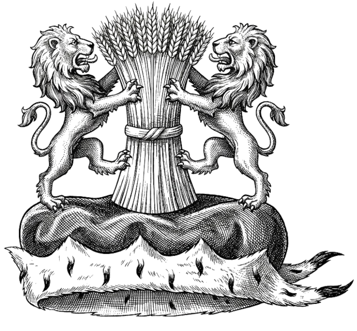 On a chapeau, two lions supporting a garb proper digital download: Includes Color PNG, B&W PNG, and SVG vector files