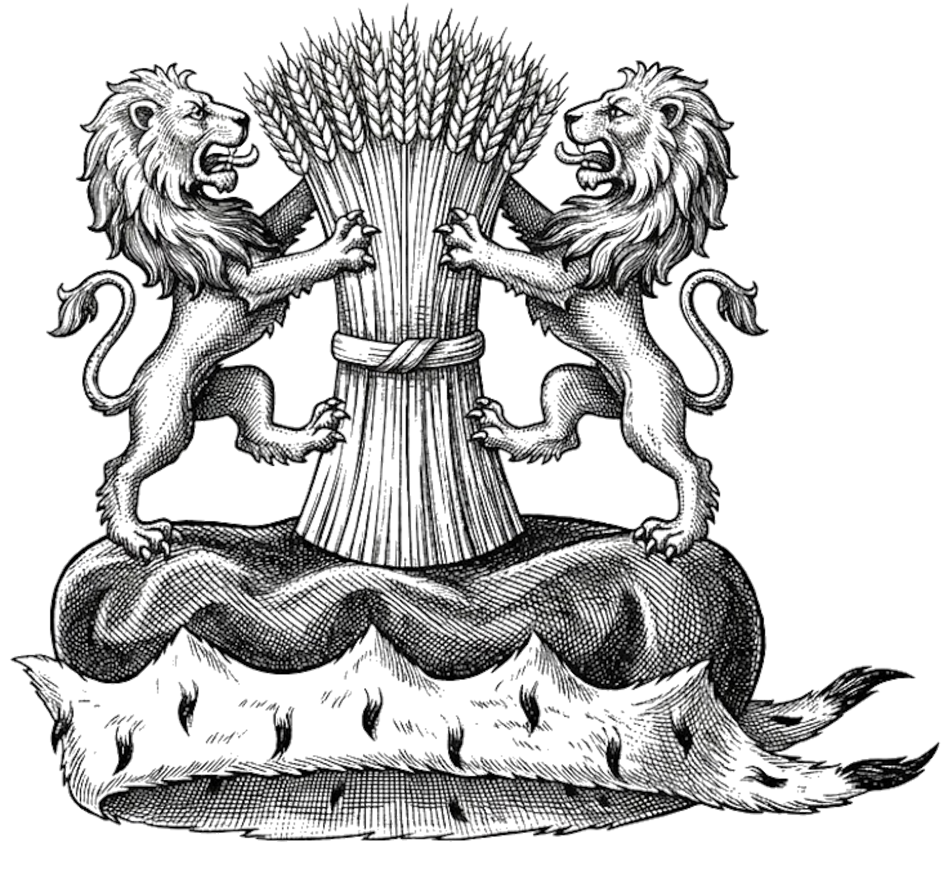 On a chapeau, two lions supporting a garb proper digital download: Includes Color PNG, B&W PNG, and SVG vector files