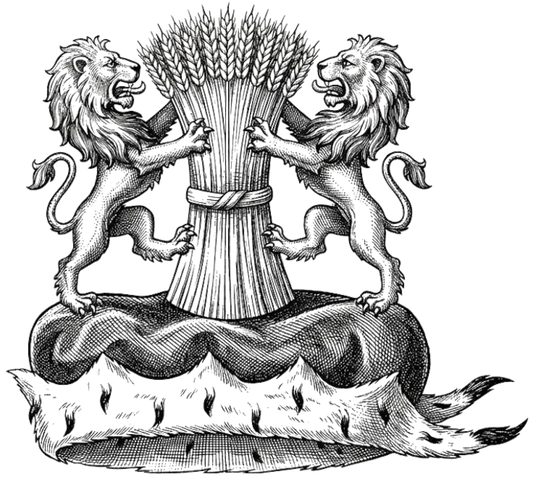 On a chapeau, two lions supporting a garb proper digital download: Includes Color PNG, B&W PNG, and SVG vector files