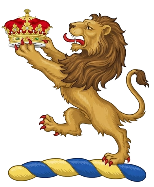 A lion rampant holding between the paws a ducal coronet digital download: Includes Color PNG, B&W PNG, and SVG vector files