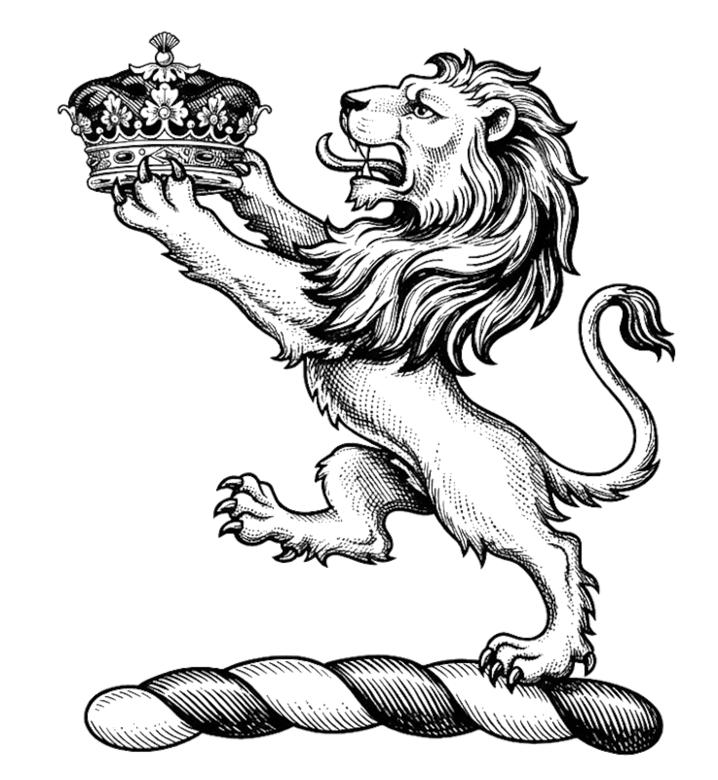 A lion rampant holding between the paws a ducal coronet digital download: Includes Color PNG, B&W PNG, and SVG vector files