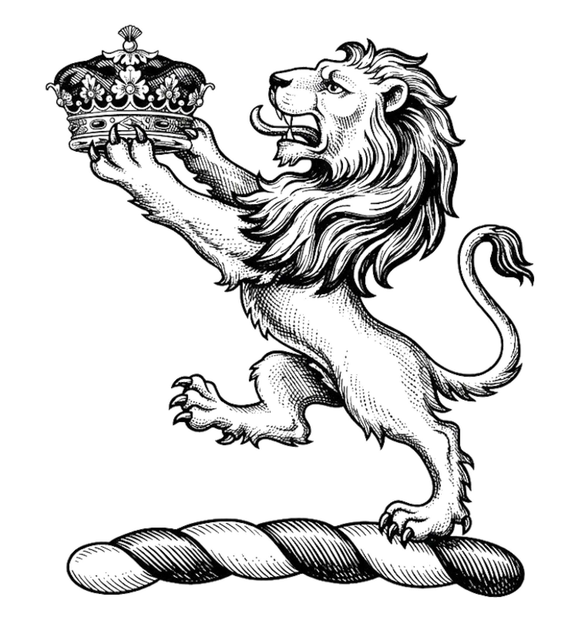 A lion rampant holding between the paws a ducal coronet digital download: Includes Color PNG, B&W PNG, and SVG vector files