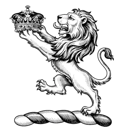 A lion rampant holding between the paws a ducal coronet digital download: Includes Color PNG, B&W PNG, and SVG vector files