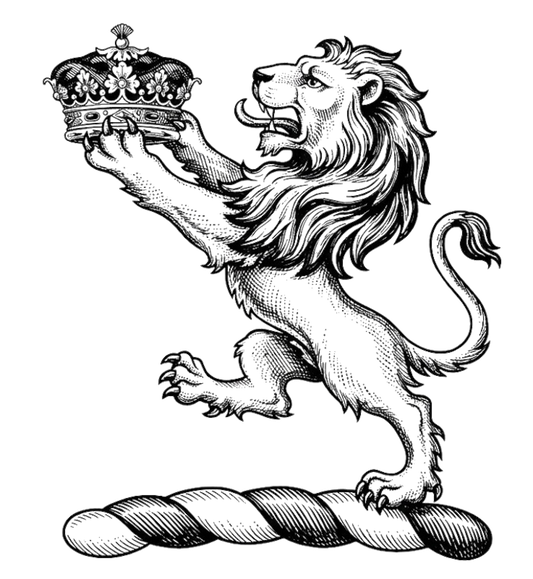 A lion rampant holding between the paws a ducal coronet digital download: Includes Color PNG, B&W PNG, and SVG vector files