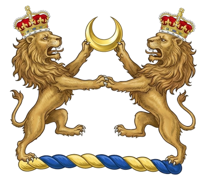 Two Lions Rampant Combatant Supporting a Crescent digital download: Includes Color PNG, B&W PNG, and SVG vector files